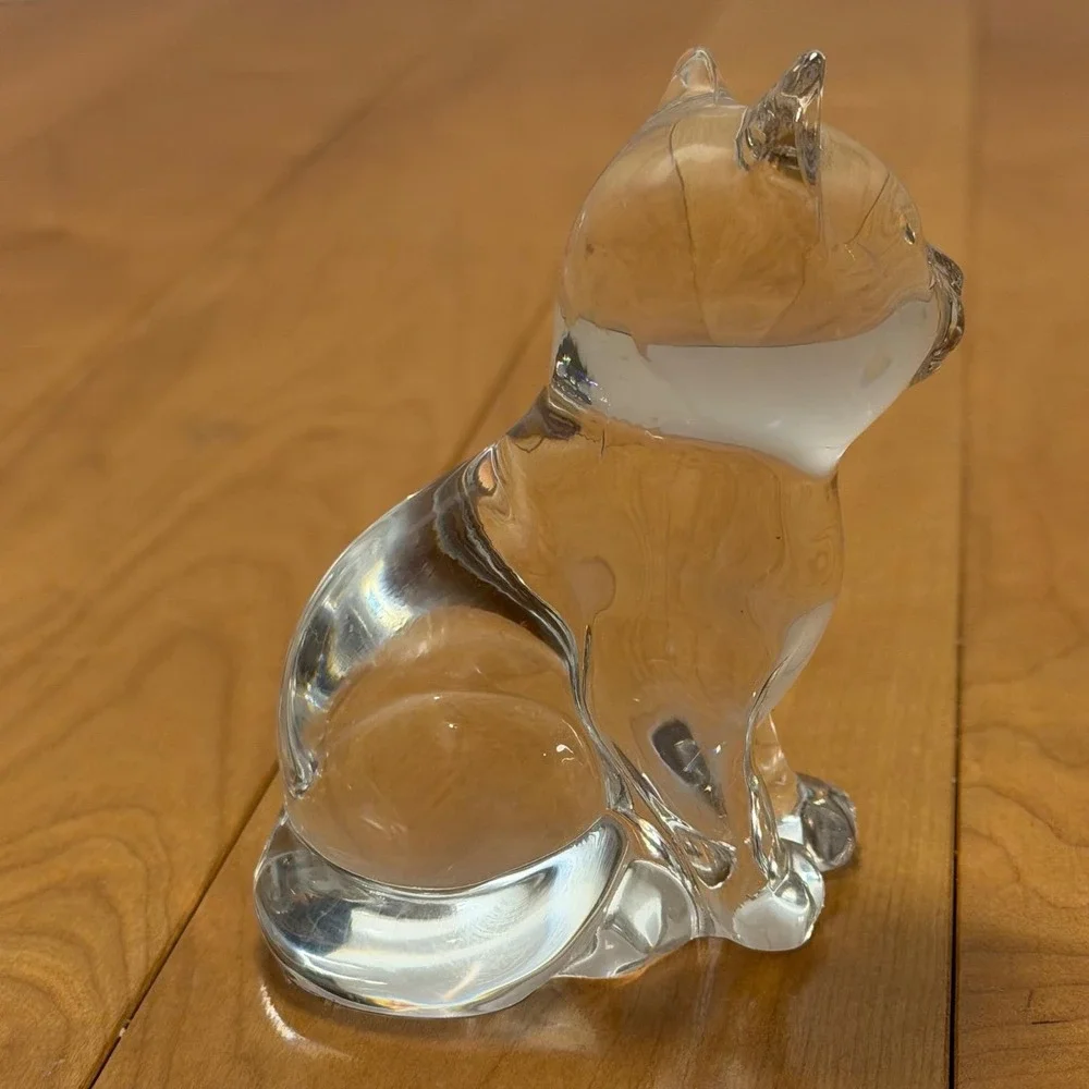 Princess House Clear Crystal Cat Figurine Sitting Glass Kitty Paperweight 3.75